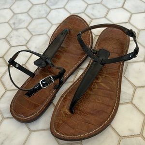 Sam Edelman Black Patent Gigi Thong Sandals